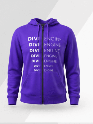 Purple Divi Engine Text Zipper Hoodie